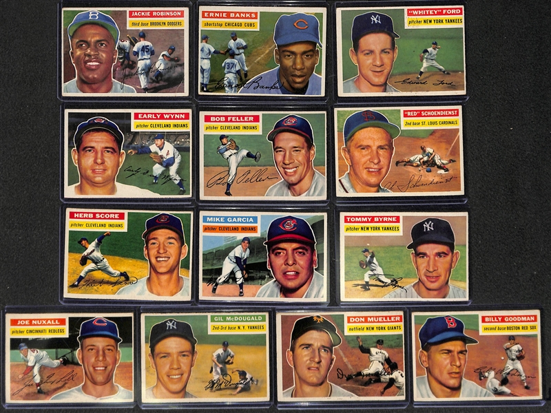  Lot of 13 Different Topps Baseball Cards w. Jackie Robinson & Ernie Banks