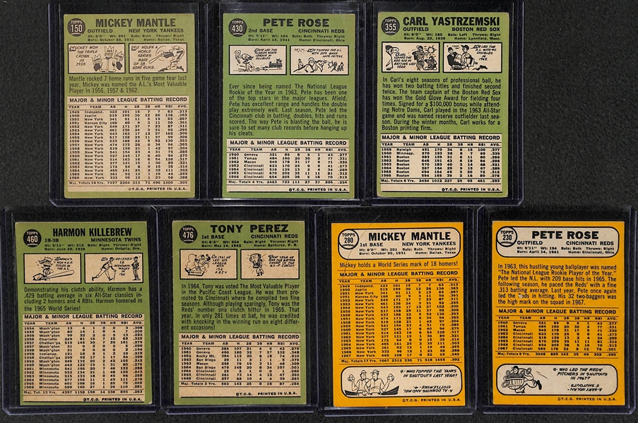 Lot of 7 - 1967-68 Topps Star Cards w. Mantle Both Years
