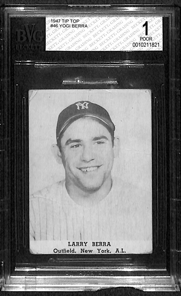 1947 Tip Top Bread Larry Yogi Berra Rookie (RARE) Beckett Graded BVG 1.5