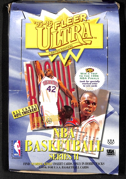 Lot of (4) Unopened Fleer Basketball Boxes (2 Fleer Ultra from 1995-96, 1 Fleer from 1994-95, 1 Fleer 1995-96)