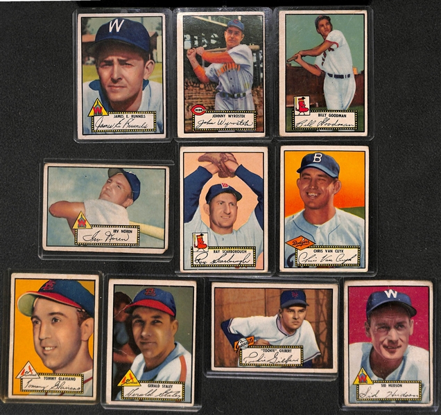 Lot of 10 - 1952 Topps Baseball Cards w. Pete Runnels