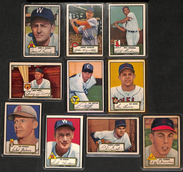 Lot of 10 - 1952 Topps Baseball Cards w. Pete Runnels