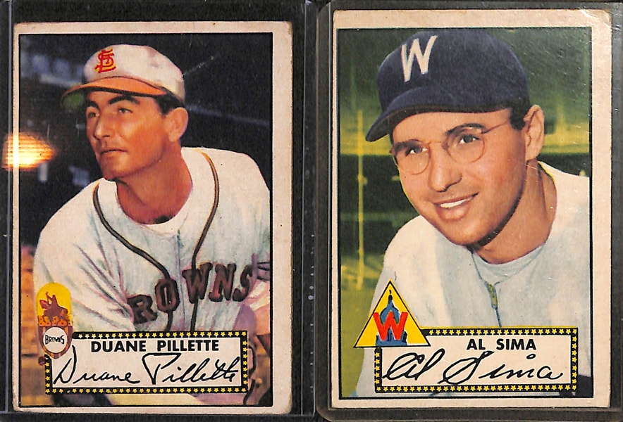 Lot of 13 - 1952 Topps Baseball Cards w. Duane Pillette