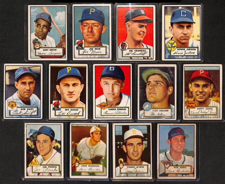 Lot of 13 - 1952 Topps Baseball Cards w. Harry Simpson