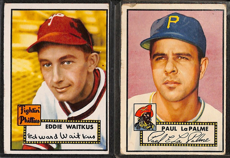 Lot of 13 - 1952 Topps Baseball Cards w. Eddie Waitkus