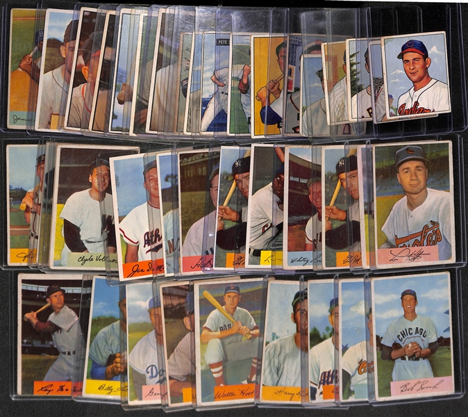 Lot of 40 Different 1950-1954 Bowman Baseball Cards w. 1950 Bob Lemon