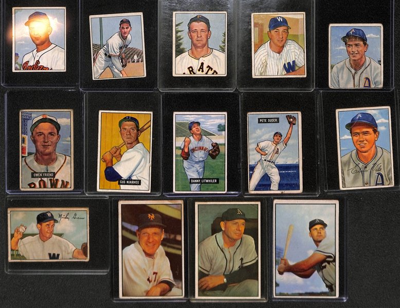 Lot of 40 Different 1950-1954 Bowman Baseball Cards w. 1950 Bob Lemon