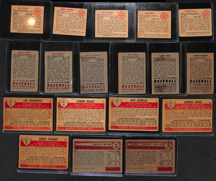 Lot of 40 Different 1950-1954 Bowman Baseball Cards w. 1950 Bob Lemon