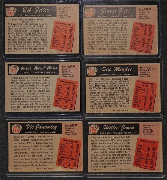 Lot of 42 Different 1955 Bowman Baseball Cards w. Bob Feller