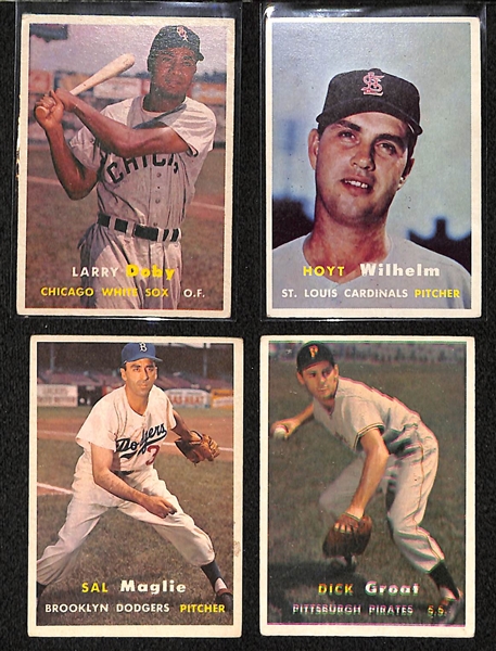 Lot of 81 Different 1957 Topps Baseball Cards w. Larry Doby