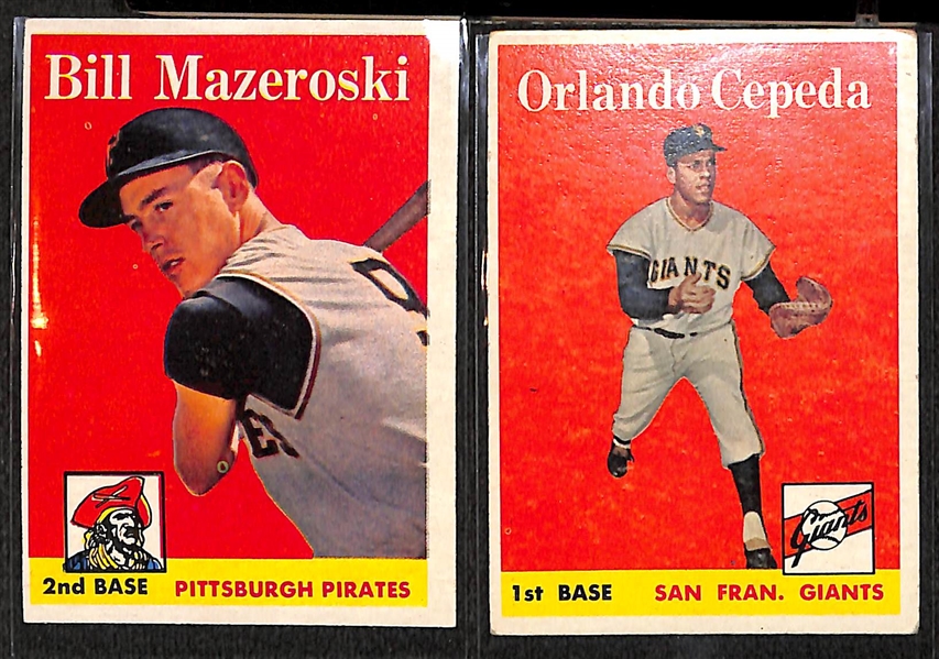 Lot of 108 Different 1958 Topps Baseball Cards w. Bill Mazeroski