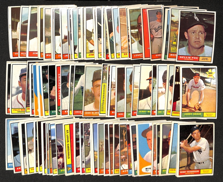 Lot of 120 Different 1961 Topps Baseball Cards w. Nellie Fox