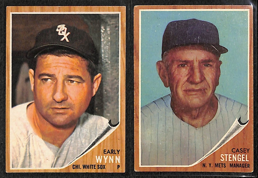 Lot of 130 Different 1962 Topps Baseball Cards w. Early Wynn