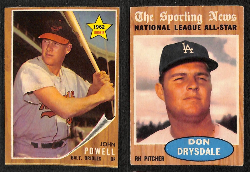 Lot of 130 Different 1962 Topps Baseball Cards w. Early Wynn