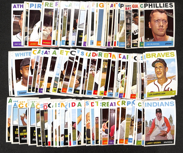 Lot of 120 Different 1964 Topps Baseball Cards w. Jim Bunning