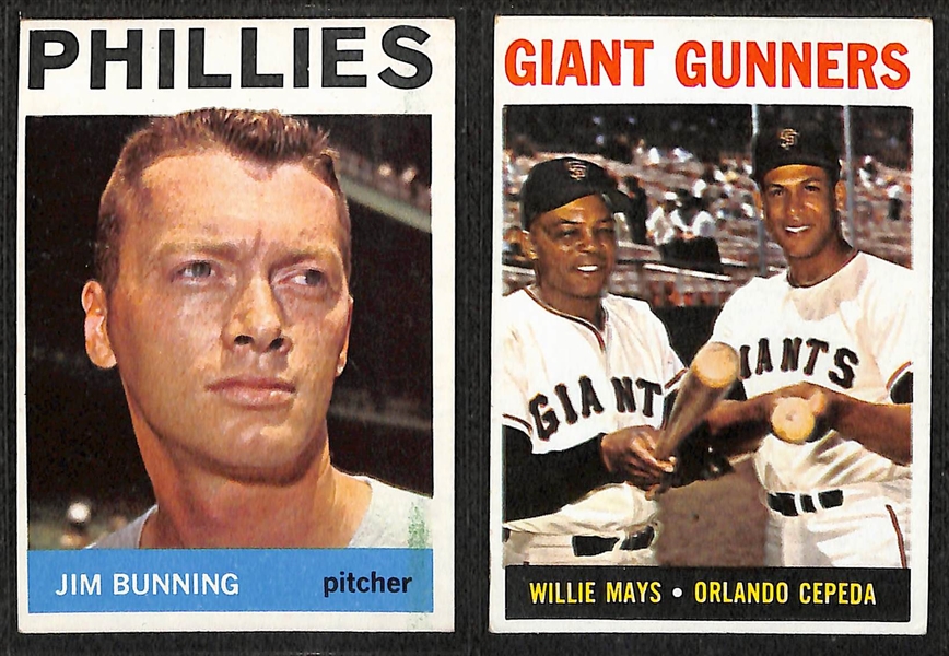Lot of 120 Different 1964 Topps Baseball Cards w. Jim Bunning