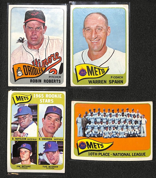 Lot of 130 Different 1965 Topps Baseball Cards w. Robin Roberts