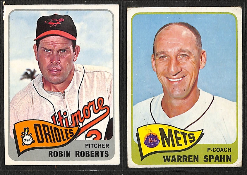 Lot of 130 Different 1965 Topps Baseball Cards w. Robin Roberts