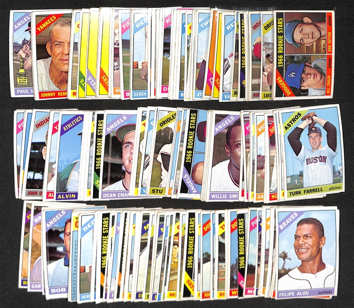 Lot of 160 Assorted 1966 Topps Baseball Cards w. Don Sutton RC