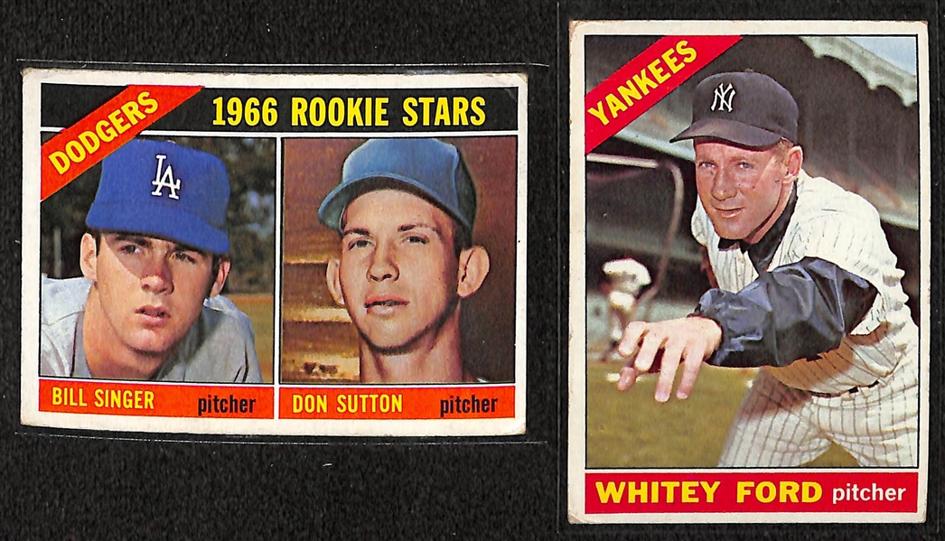Lot of 160 Assorted 1966 Topps Baseball Cards w. Don Sutton RC