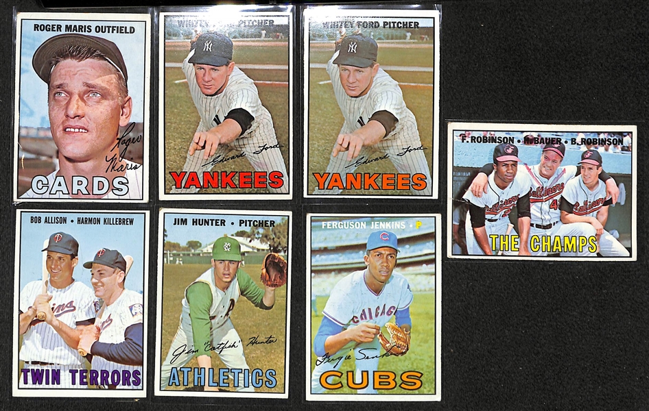 Lot of 250 Assorted 1967 Topps Baseball Cards w. Roger Maris