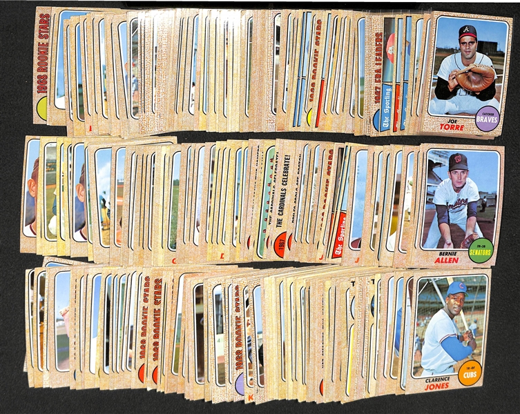 Lot of 250 Assorted 1968 Topps Baseball Cards w. Joe Torre
