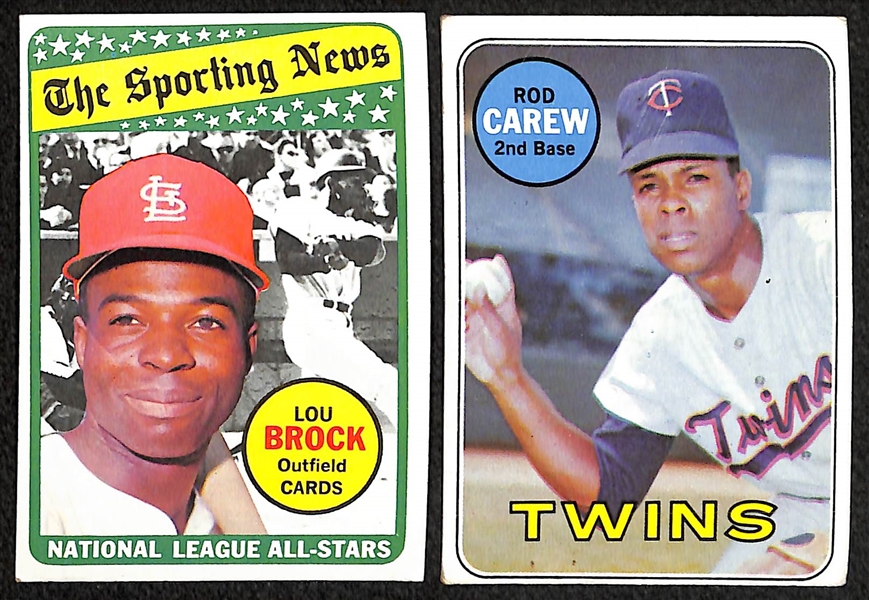 Lot of 350 Assorted 1969 Topps Baseball Cards w. Bob Gibson
