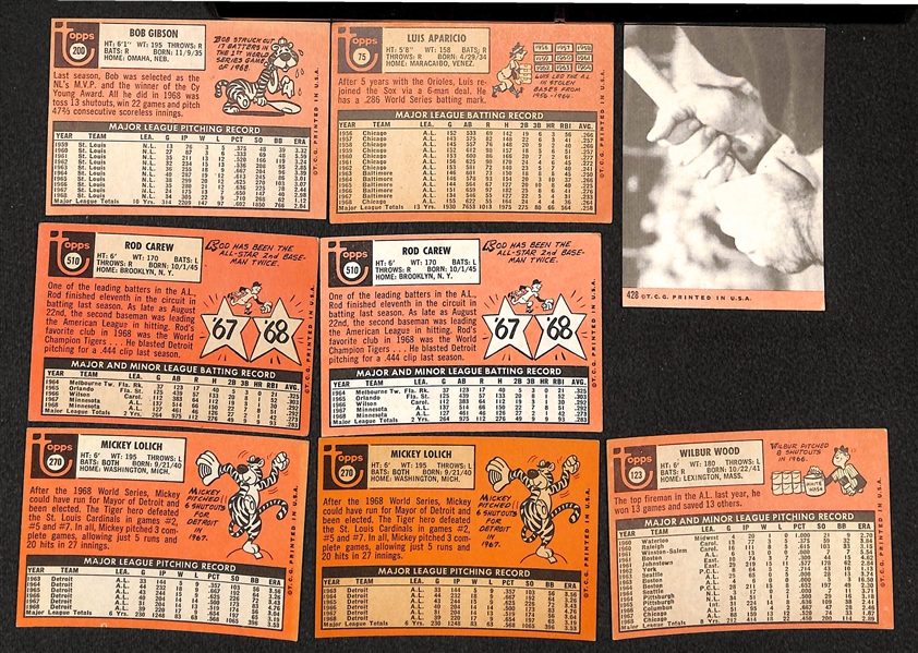 Lot of 350 Assorted 1969 Topps Baseball Cards w. Bob Gibson
