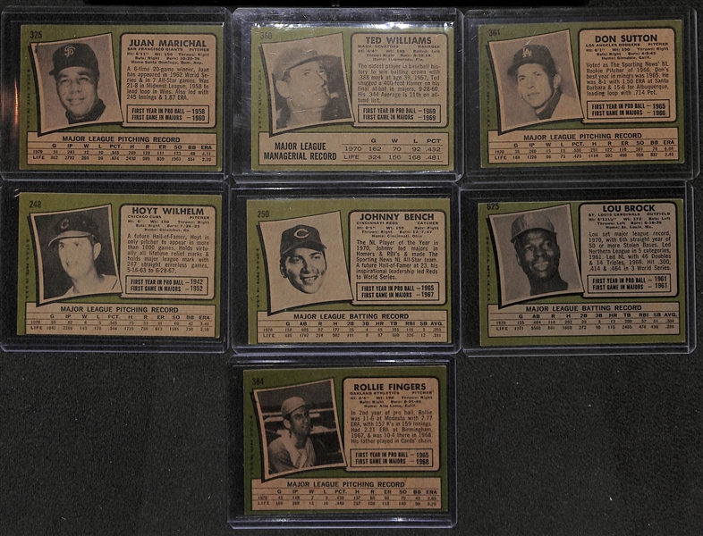 Lot of 175 Assorted 1971 Topps Baseball Cards w. Juan Marichal