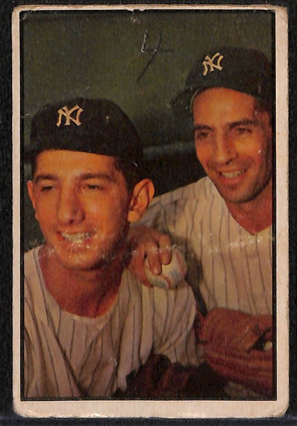 1953 and 1956 Topps Whitey Ford, 1953 Bowman Rizzuto/Martin, and 1955 Bowman Rizzuto