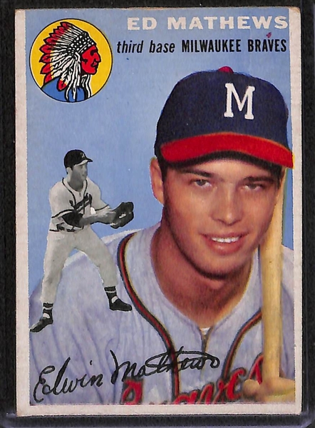 1955 Bowman Mays,  1955 Bowman Reese, 1954 Bowman Reese, 1954 Topps Mathews