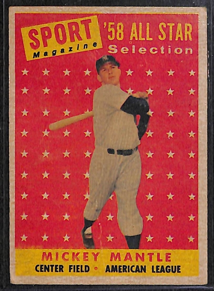 Lot of 4 Topps Mantle Highlight cards from 1958-1962