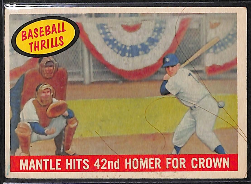 Lot of 4 Topps Mantle Highlight cards from 1958-1962