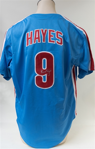 Von Hayes Signed Phillies Style Jersey