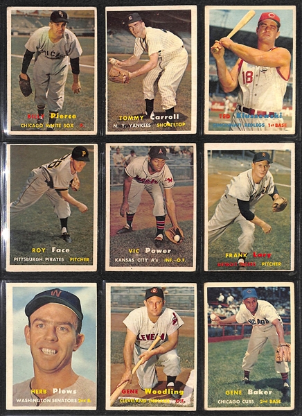 Lot of 239 Different 1957 Topps Baseball Cards w. Whitey Herzog RC & 46 Mid-Series Cards