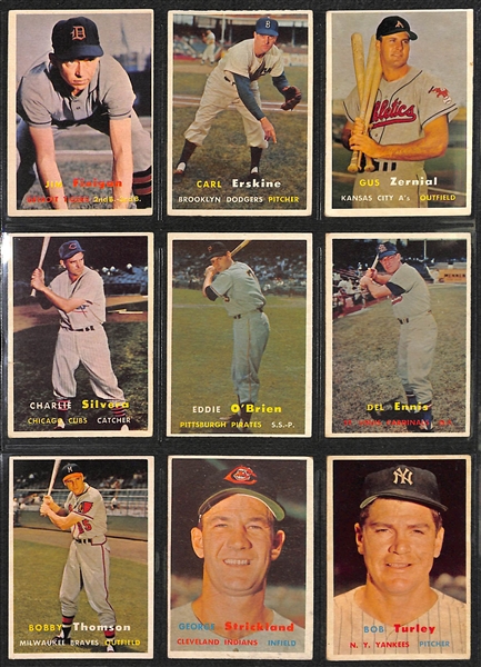 Lot of 239 Different 1957 Topps Baseball Cards w. Whitey Herzog RC & 46 Mid-Series Cards