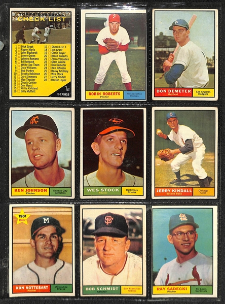  Lot of 111 Different 1961 Topps Baseball Cards w. Bob Gibson