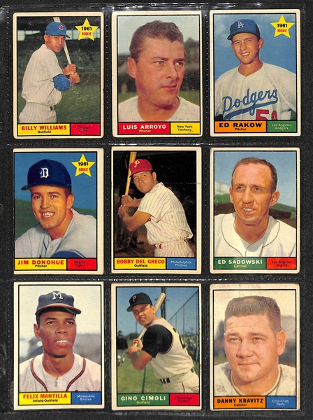  Lot of 111 Different 1961 Topps Baseball Cards w. Bob Gibson