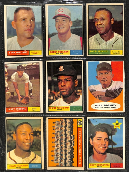  Lot of 111 Different 1961 Topps Baseball Cards w. Bob Gibson