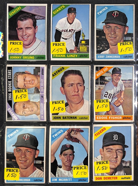 Lot of 300+ Assorted 1966 Topps Baseball Cards w. Don Sutton RC