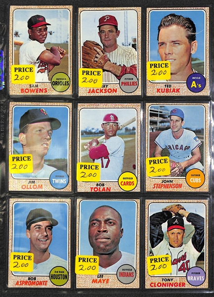  Lot of 230+ Assorted 1968 Topps Baseball Cards w. Eddie Mathews