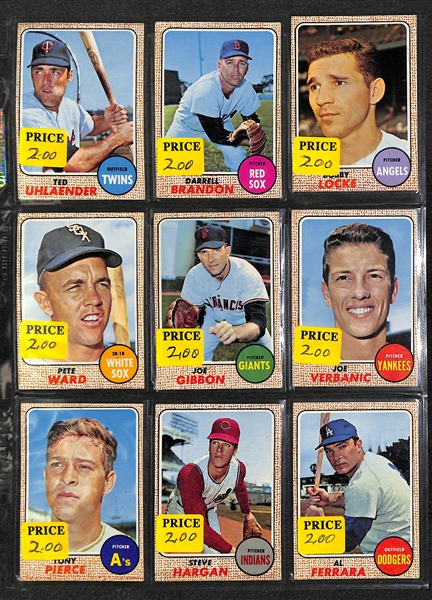  Lot of 230+ Assorted 1968 Topps Baseball Cards w. Eddie Mathews