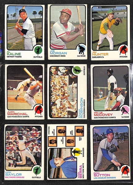 Lot of 400+ Assorted 1973 Topps Baseball Cards w. Al Kaline