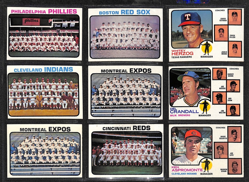 Lot of 400+ Assorted 1973 Topps Baseball Cards w. Al Kaline