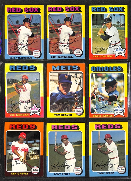  Lot of 350+ Assorted 1974-75 Topps Baseball Cards w. 1975 Hank Aaron