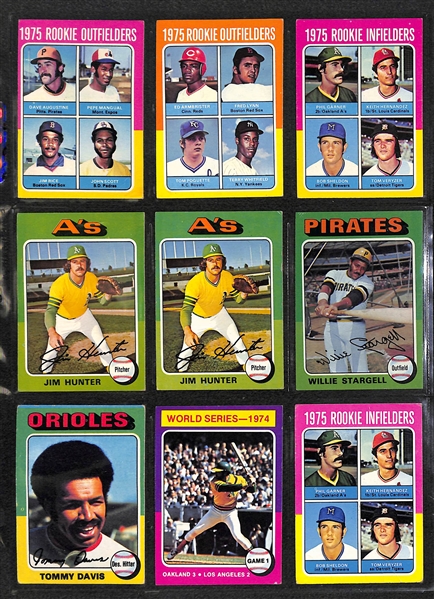  Lot of 350+ Assorted 1974-75 Topps Baseball Cards w. 1975 Hank Aaron