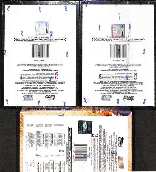Lot of (3) 1999-2000 Topps Stadium Club Basketball Sealed Hobby Boxes (Topps Stadium Club Never Compromise, (2) Stadium Club Chrome)