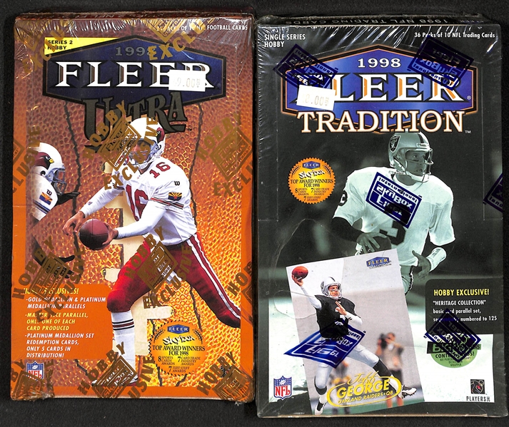 Lot of (2) 1998 Fleer Football Sealed Hobby Boxes - Fleer Ultra Series 2 & Fleer Tradition