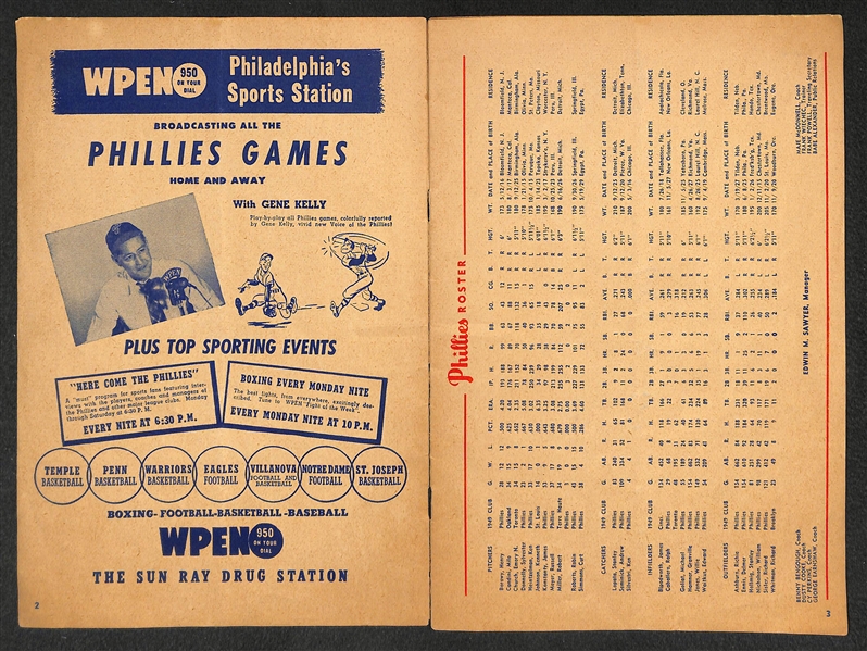 Lot of 3 Phillies Memorabilia Pieces - 1950 Score Card, 1983 Year Book, 1964 Unused WS Ticket