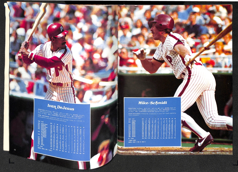 Lot of 3 Phillies Memorabilia Pieces - 1950 Score Card, 1983 Year Book, 1964 Unused WS Ticket